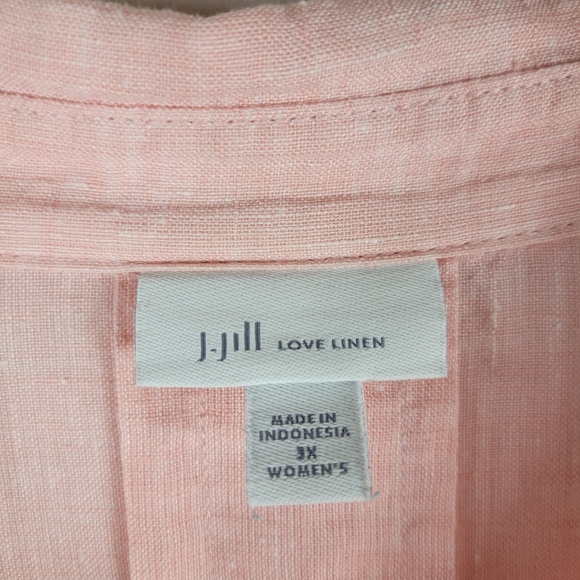J. Jill Pink Love Linen Slub Long Sleeve Button Up Shirt Pink - Picture 5 of 12